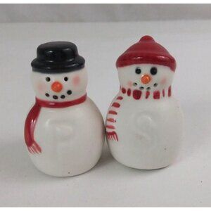 Vintage Mini Snowman Couple Christmas 2.25" Salt & Pepper Shakers